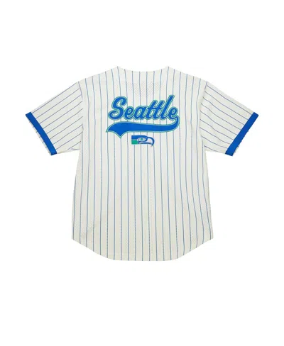 Mitchell & Ness Cream Seattle Seahawks Vintage Logo Final Seconds Full-button Mesh Top In White