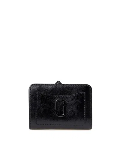 Marc Jacobs Black Leather Mini The Utility Snapshot Dtm Wallet In Black