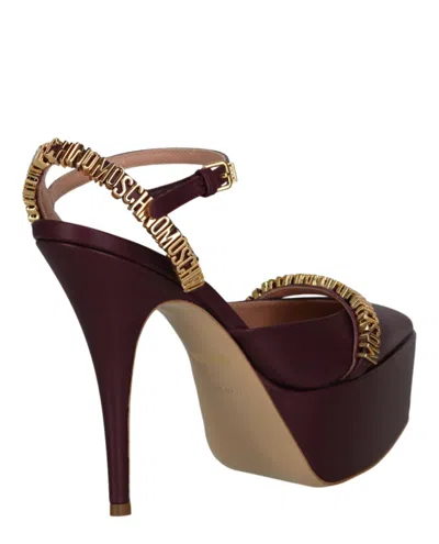 Moschino Logo Lettering Ankle Strap Pumps In Brown