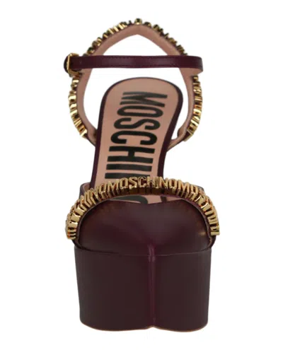 Moschino Logo Lettering Ankle Strap Pumps In Brown