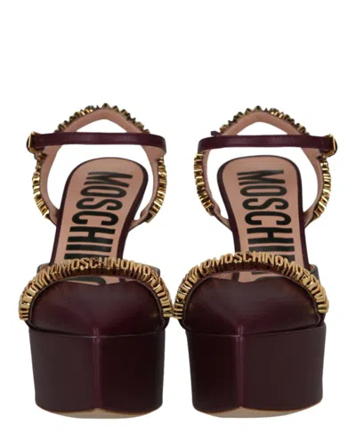 Moschino Logo Lettering Ankle Strap Pumps In Brown