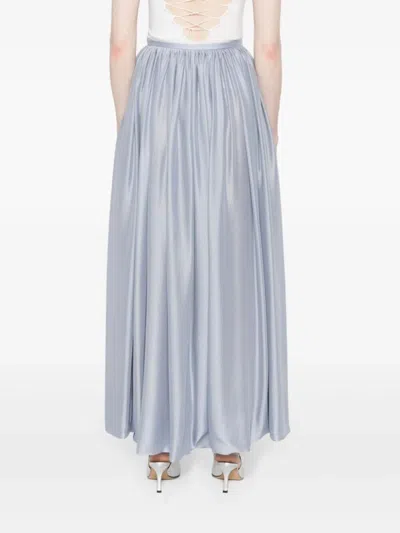 Giorgio Armani Silk Maxi Skirt With Gathered Waistband In Blue