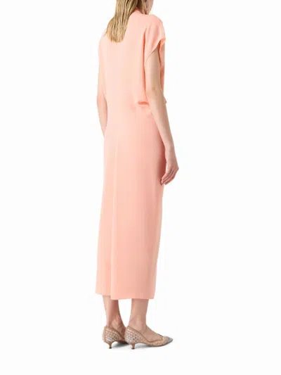 Giorgio Armani Maxi Dress With Draped Front In Pink