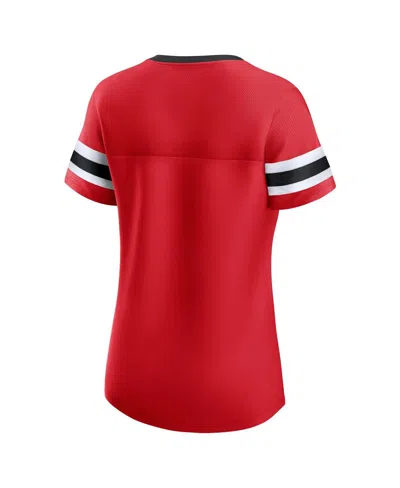 Fanatics Women's Red New Jersey Devils Iconic Athena Lace-up T-shirt In Red
