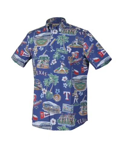 Reyn Spooner Royal Texas Rangers Scenic Tri-blend Performance Button-up Top In Blue