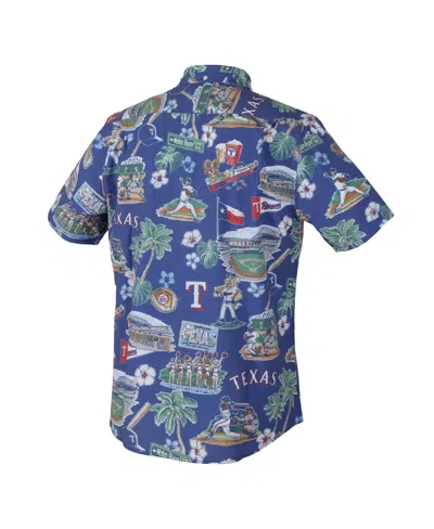 Reyn Spooner Royal Texas Rangers Scenic Tri-blend Performance Button-up Top In Blue