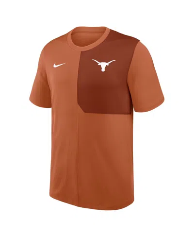Nike Men's Texas Orange Texas Longhorns 2025 Sideline Uv Performance Coach T-shirt In Brown