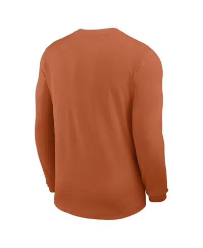 Nike Men's Texas Orange Texas Longhorns 2025 Sideline Coach Uv Performance Long Sleeve T-shirt In Brown