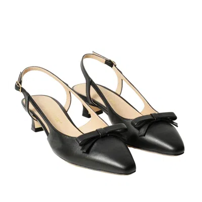 La Sellerie Slingback In Nappa Nera Con Nodino Sullo Scollo In Black