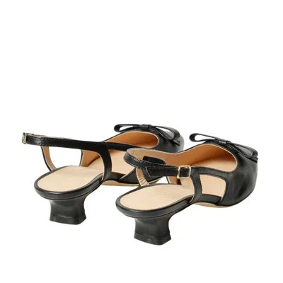 La Sellerie Slingback In Nappa Nera Con Nodino Sullo Scollo In Black
