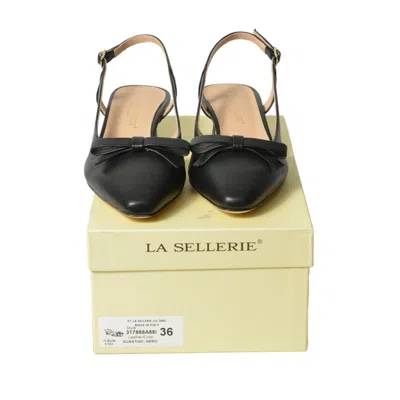 La Sellerie Slingback In Nappa Nera Con Nodino Sullo Scollo In Black
