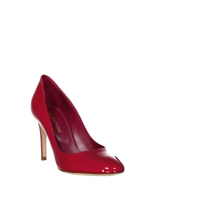 Sergio Rossi Red Calf Leather Pumps With Polished Finish In Red