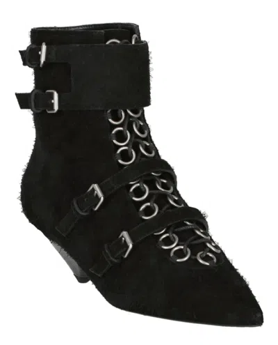 Saint Laurent Blaze Suede Ankle Boots In Black