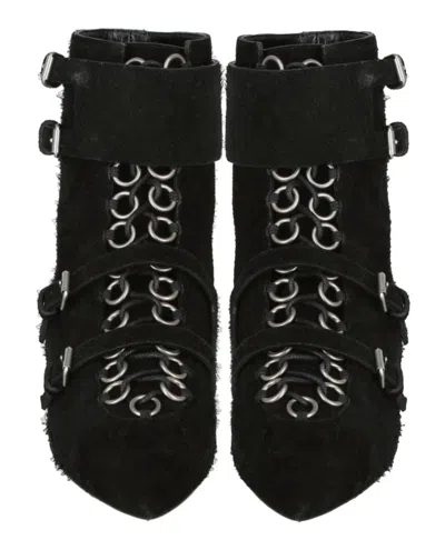Saint Laurent Blaze Suede Ankle Boots In Black