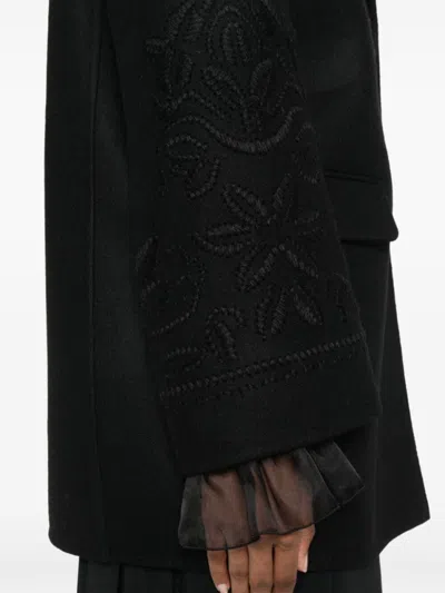 Ermanno Scervino Single-breasted Wool Coat With Elegant Embroidered Sleeves And Versatile Styling Op