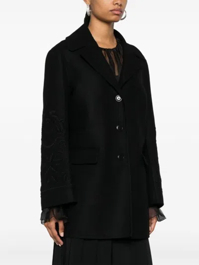 Ermanno Scervino Single-breasted Wool Coat With Elegant Embroidered Sleeves And Versatile Styling Op