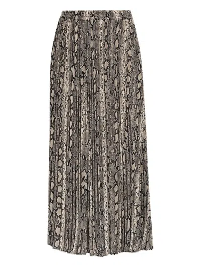 Michael Michael Kors Pleated Snakeskin-print Skirt In Animal Print