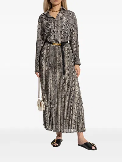 Michael Michael Kors Pleated Snakeskin-print Skirt In Animal Print