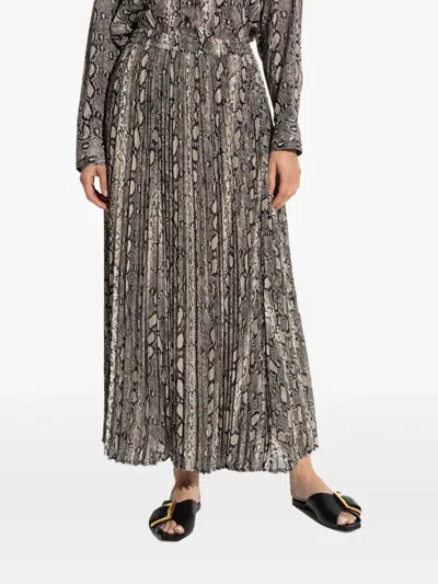 Michael Michael Kors Pleated Snakeskin-print Skirt In Animal Print