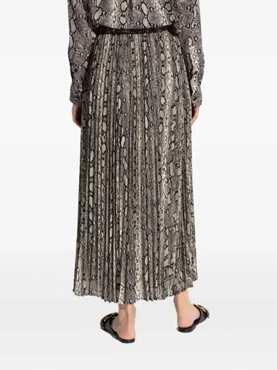Michael Michael Kors Pleated Snakeskin-print Skirt In Animal Print
