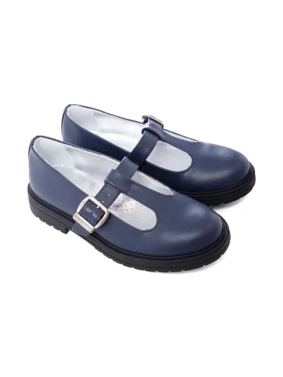 Monnalisa T-bar Patent Leather Flats In Blue