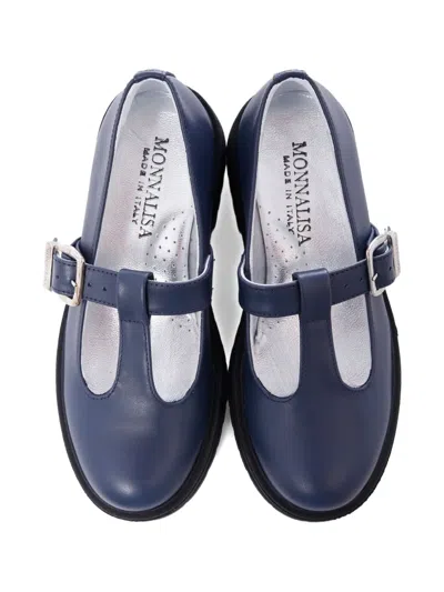 Monnalisa T-bar Patent Leather Flats In Blue