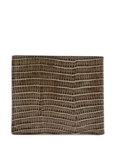Tom Ford Lizard-effect Leather Wallet In Brown