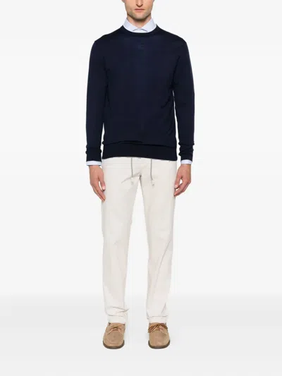 Eleventy Pleated Drawstring Trousers In White
