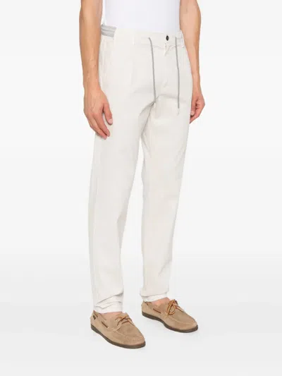 Eleventy Pleated Drawstring Trousers In White