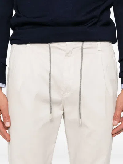 Eleventy Pleated Drawstring Trousers In White