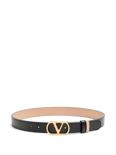 Valentino Vlogo Signature Leather Belt In Black