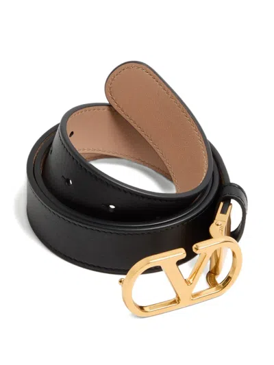 Valentino Vlogo Signature Leather Belt In Black
