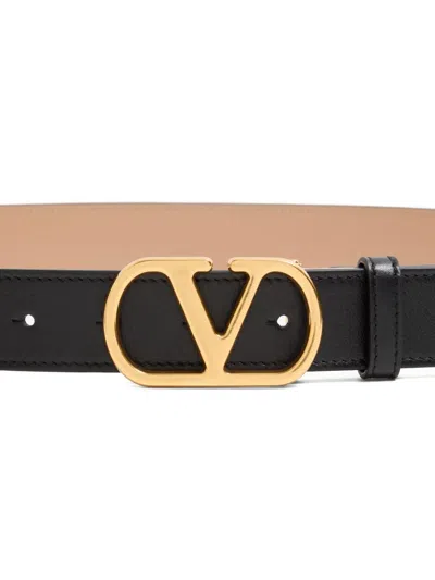 Valentino Vlogo Signature Leather Belt In Black