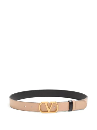 Valentino Vlogo Signature Leather Belt In Black