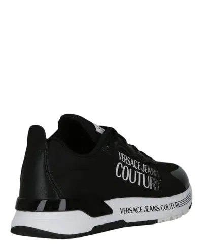 Versace Jeans Couture Logo-print Almond-toe Sneakers In Black