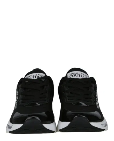 Versace Jeans Couture Logo-print Almond-toe Sneakers In Black