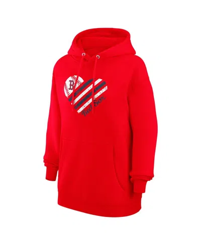 G-iii 4her By Carl Banks Women'sâ Red Boston Red Sox Heart Fleece Pullover Hoodie In Red