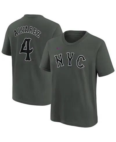 Nike Big Boys And Girls Francisco Alvarez Charcoal New York Mets Fuse City Connect Name Number T-shirt In Gray