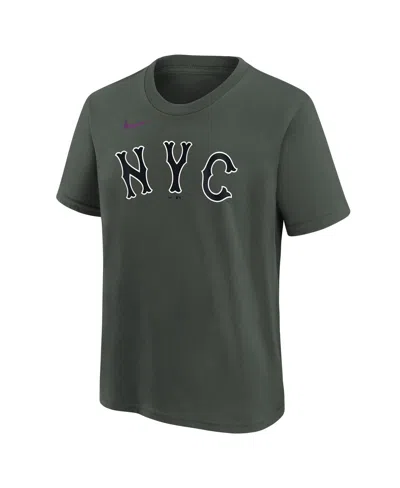 Nike Big Boys And Girls Francisco Alvarez Charcoal New York Mets Fuse City Connect Name Number T-shirt In Gray
