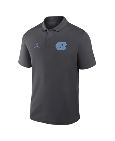 Jordan Men's Anthracite North Carolina Tar Heels Primetime Victory Primary Logo Performance Polo Shirt In Gray