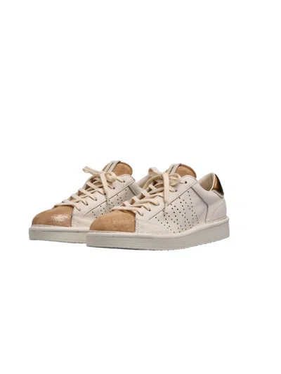 Pànchic Panchic Lace-up Sneakers With Golden Lurex Suede Toe Cap In Neutral