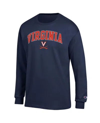 Champion Men's Navy Virginia Cavaliers Arch Over Logo Long Sleeve T-shirt In Blue