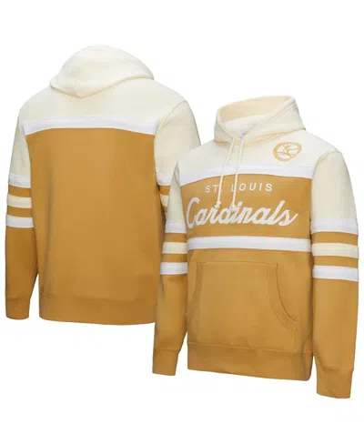 Mitchell & Ness Men's Tan/cream New York Yankees Head Coach Pullover Hoodie In Gold