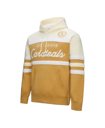 Mitchell & Ness Men's Tan/cream New York Yankees Head Coach Pullover Hoodie In Gold