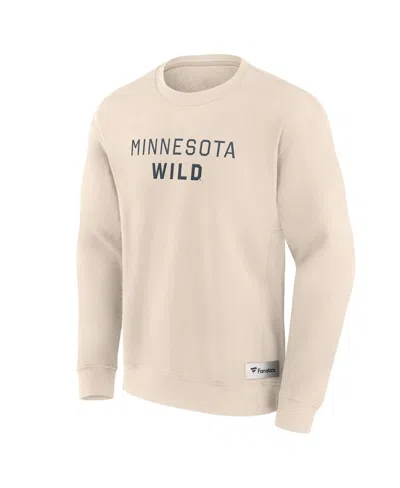 Fanatics Men's Cream Minnesota Wild Elements Future Ground Lettering Pullover Sweatshirt In Neutral