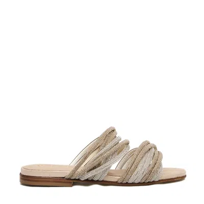 Paola Fiorenza Slipper Silver And Gold Rhinestone Bands