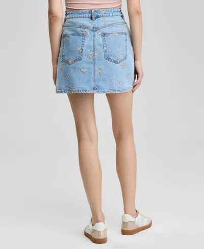 And Now This Women's Floral-embroidered Denim Skirt, Exclusively At Macy's In Blue