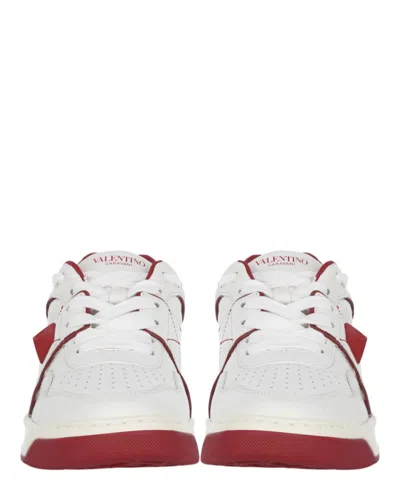 Valentino Garavani One Stud Low-top Sneaker Woman Lace-up Shoes Multicolored Size 7.5 Lambskin In White