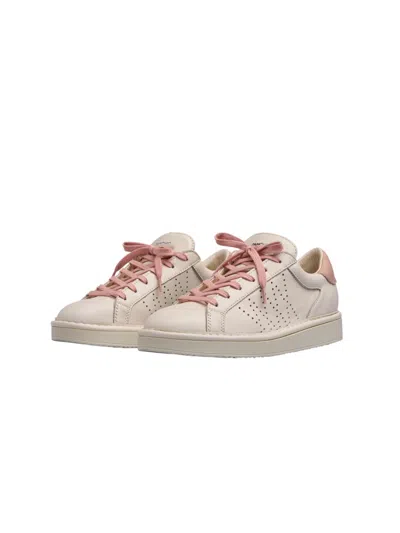 Pànchic Panchic Smooth Leather Sneakers With Perforated Details In Neutral