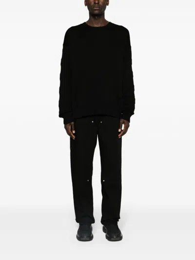 Off-white Off White Sweater With Embossed Diagonal Motif In Black